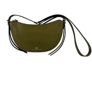 Michael Kors Camden Small Pebble Leather Half Moon Messenger Bag Pistachio Green